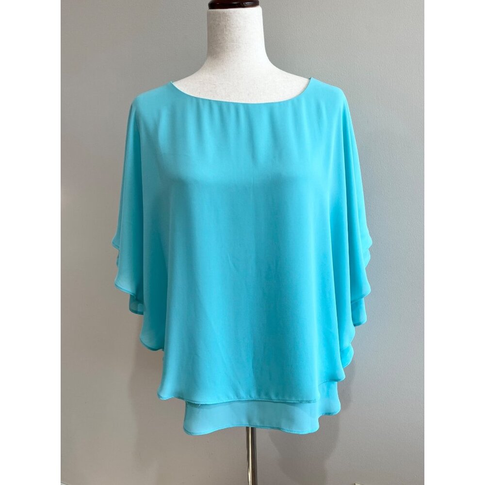 Joseph Ribkoff Batwing Sleeve Blouse Womens 6 Teal Blue Flowy Layered
